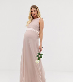 Эксклюзивное розовое платье макси с бантом на спине TFNC Maternity - Розовый