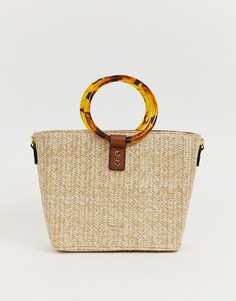 Соломенная сумка с ручками-кольцами из акрила Dune - Бежевый