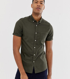 Эластичная приталенная джинсовая рубашка цвета хаки ASOS DESIGN Tall - Зеленый