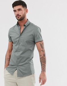 Рубашка цвета хаки обтягивающего кроя River Island - Зеленый