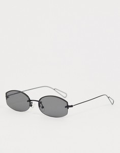 Черные солнцезащитные очки в металлической оправе Weekday - Черный