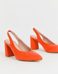 Ярко-оранжевые туфли на блочном каблуке с ремешком через пятку Glamorous - Оранжевый