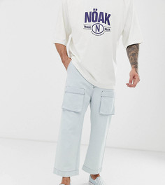 Светло-выбеленные джинсы с широкими штанинами и карманами карго Noak - Синий