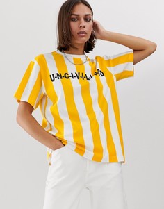 Футболка в полоску с логотипом Uncivilised - Желтый