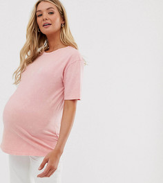 Розовая футболка бойфренда с эффектом кислотной стирки New Look Maternity - Серый