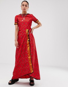 Платье миди с высоким воротом и запахом Nesavaali - Красный