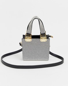 Небольшая серебристая сумка-тоут со стразами River Island - Серебряный