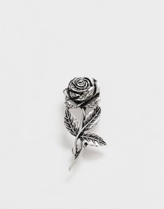 Серебристая брошь в виде розы ASOS DESIGN - Серебряный