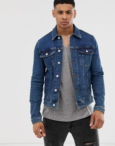 Приталенная выбеленная джинсовая куртка в стиле вестерн ASOS DESIGN - Синий