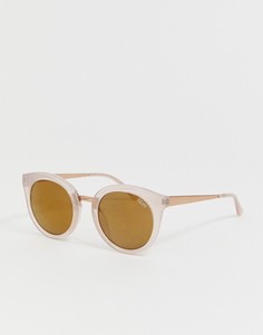 Розовые круглые солнцезащитные очки Quay Australia x Benefit shook - Розовый