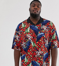 Oversize-поло с цветочным и леопардовым принтом ASOS DESIGN Plus - Мульти