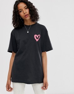 Футболка из органического хлопка с маленьким логотипом-сердечком Cheap Monday - Черный