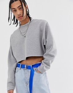 серый укороченный oversize-свитшот с кантом и необработанным краем ASOS DESIGN - Серый