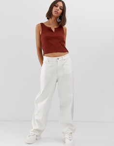 Белые широкие oversize-джинсы с заниженной талией Weekday - Белый