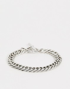 Эксклюзивный серебристый браслет в виде цепочки с крупными звеньями и T-образным элементом Liars & Lovers - Серебряный