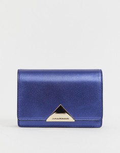 Темно-синяя кожаная сумка с ремешком-цепочкой Emporio Armani - Синий