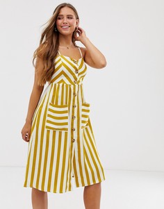 Платье миди на пуговицах в полоску QED London - Мульти