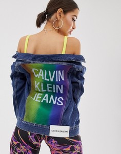 Джинсовая куртка с радужной вставкой на спине Calvin Klein Jeans - Серый