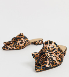 Мюли для широкой стопы с бантом и леопардовым принтом ASOS DESIGN Vitto - Мульти