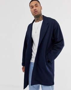 Темно-синее трикотажное oversize-пальто ASOS DESIGN - Темно-синий