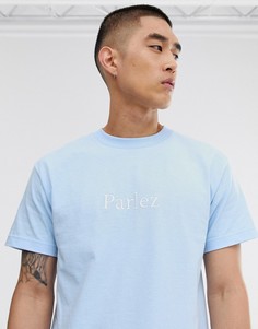 Голубая футболка с маленьким вышитым логотипом на груди Parlez Skutsje - Синий