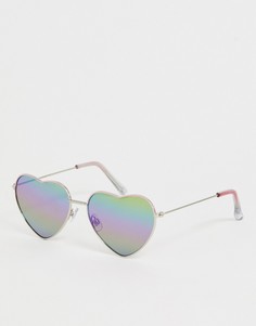 Розовые оригинальные солнцезащитные очки с зеркальными стеклами в форме сердечек Skinnydip - madison - Розовый