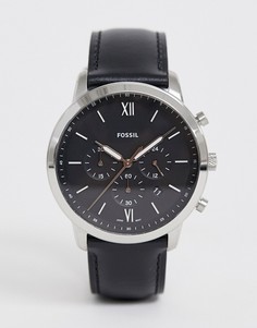 Часы с хронографом и с кожаным ремешком Fossil - FS5452 Neutra - Черный
