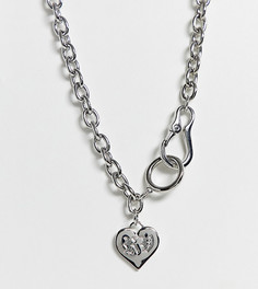 Ожерелье с сердцем и логотипом Reclaimed Vintage inspired - Серебряный