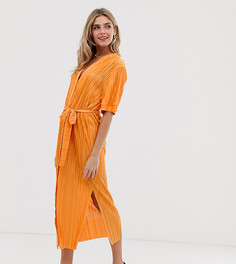 Платье-рубашка миди с поясом и разрезами по бокам Another Reason - Оранжевый