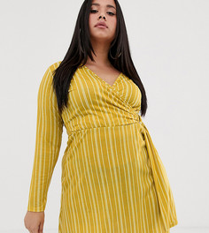Платье в полоску с запахом Pink Clove - Желтый