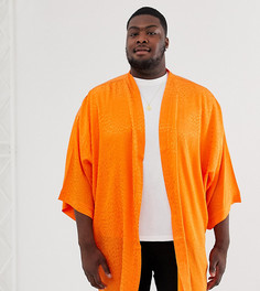 Свободное кимоно с леопардовым принтом ASOS DESIGN Plus - Оранжевый