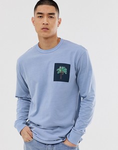 Синий лонгслив с пальмовым принтом и логотипом Levis Skateboarding - Синий
