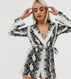 Ромпер с запахом и змеиным принтом Boohoo Petite - Мульти