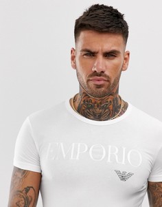 Белая футболка для дома с логотипом-надписью Emporio Armani - Белый