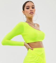 Кроп-топ неоново-лаймового цвета на одно плечо Fashionkilla - Зеленый