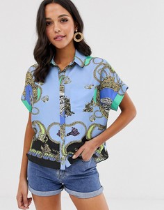 Рубашка с коротким рукавом и платочным принтом River Island - Синий