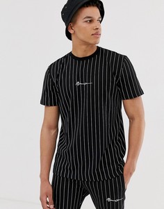 Комбинируемая черная футболка в тонкую полоску Mennace - Черный