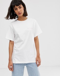 Свободная футболка с принтом на спине и логотипом M.C. Overalls - Белый