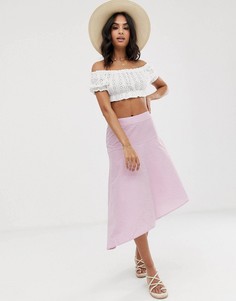 Юбка миди в клетку Vila - Розовый