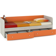 Кровать Моби Тетрис 1 347 дуб белый/оранжевый Mobi