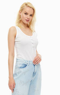 Майка Белая хлопковая майка на пуговицах Guess