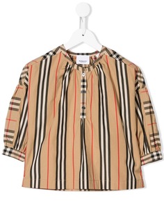 Burberry Kids блузка в полоску Icon Stripe и клетку Vintage Check