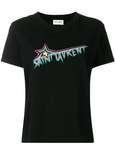 Saint Laurent футболка с принтом и логотипом