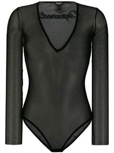 Dsquared2 полупрозрачное боди в горох с V-образным вырезом
