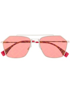 Fendi Eyewear солнцезащитные очки-авиаторы с узором FF на линзах
