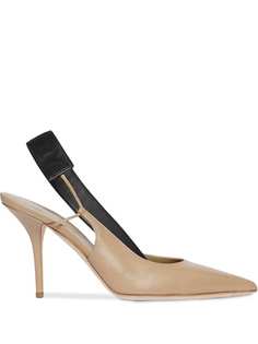 Burberry Logo Detail Lambskin Slingback Pumps