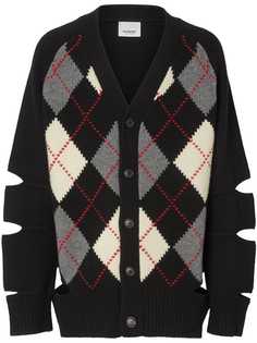 Burberry кашемировый кардиган с вырезными деталями
