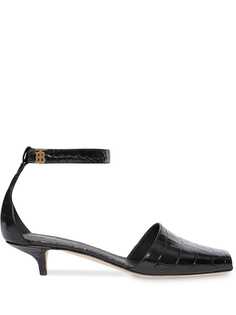 Burberry crocodile-effect square toe sandals