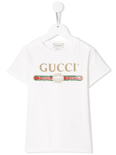 Gucci Kids футболка с круглым вырезом и логотипом