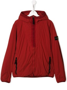 Stone Island Junior дутая куртка-дождевик с логотипом